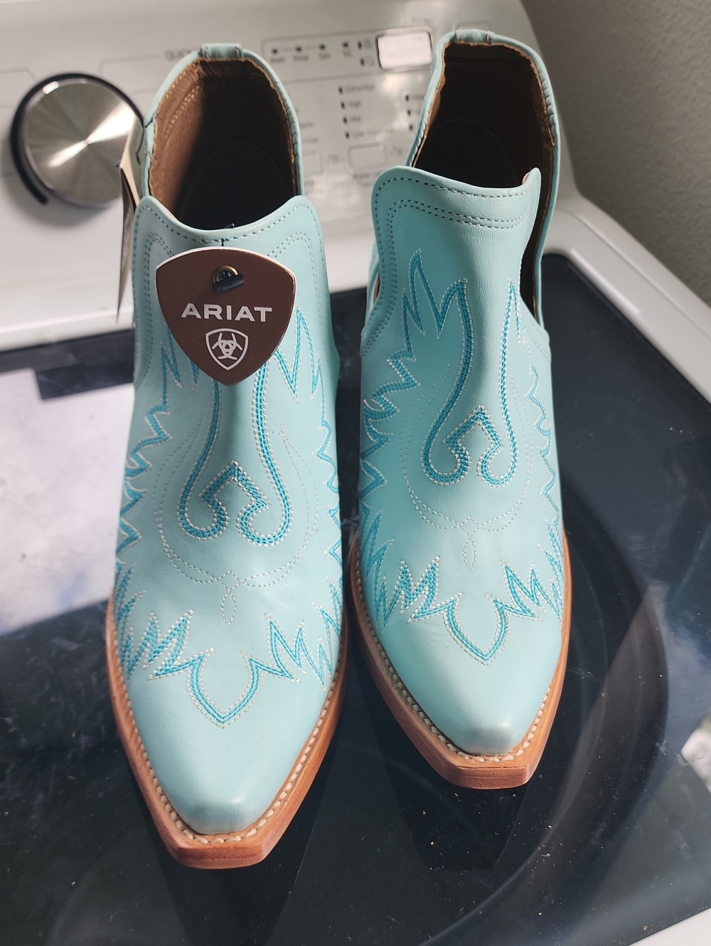 Ariat Teal Leather Western Booties - Women's Short Cowboy Boots